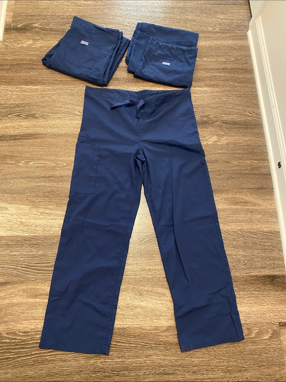 Bundle Three Unisex Navy Scrub Pants - Drawstring Waist (XS Petite/Short)
